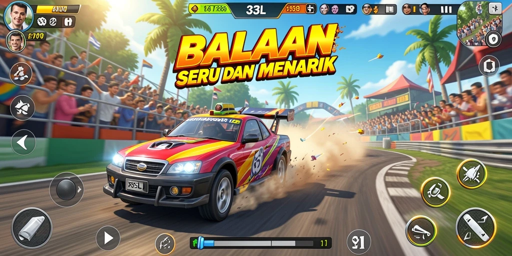 Tampilan gameplay balapan yang seru di 33L.