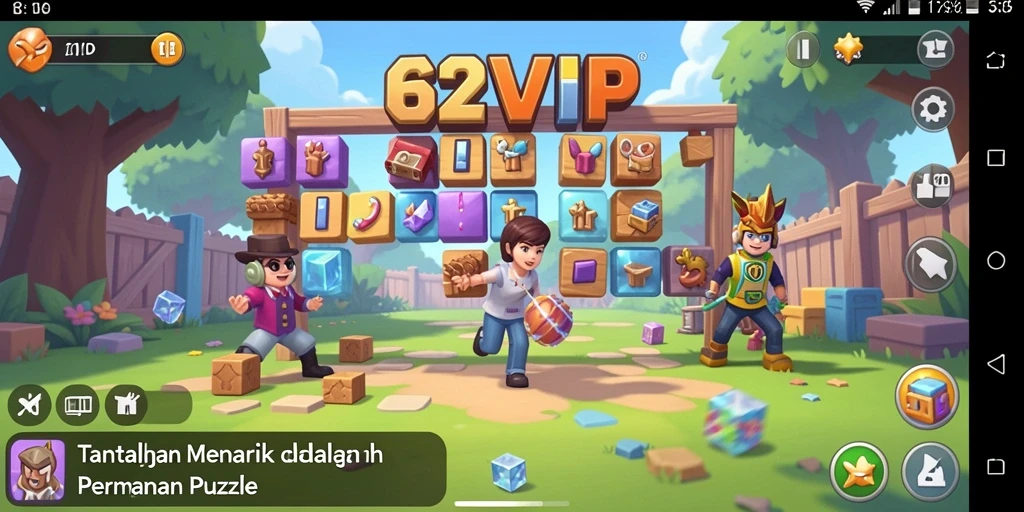 Screenshot permainan 62VIP menampilkan tantangan puzzle yang menarik.