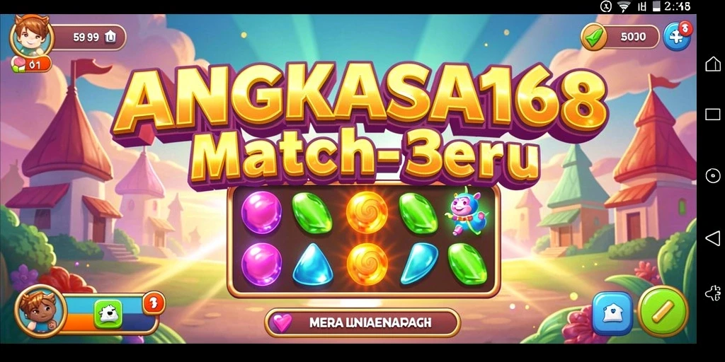 Screenshot gameplay seru dari ANGKASA168 yang menunjukkan aksi Match-3.