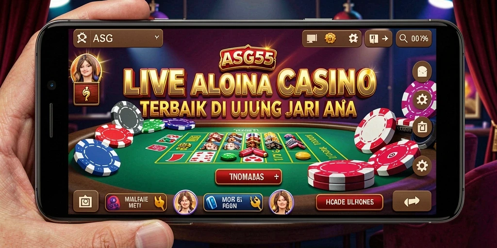 Screenshot gameplay ASG55 menampilkan dealer langsung dan suasana kasino nyata.
