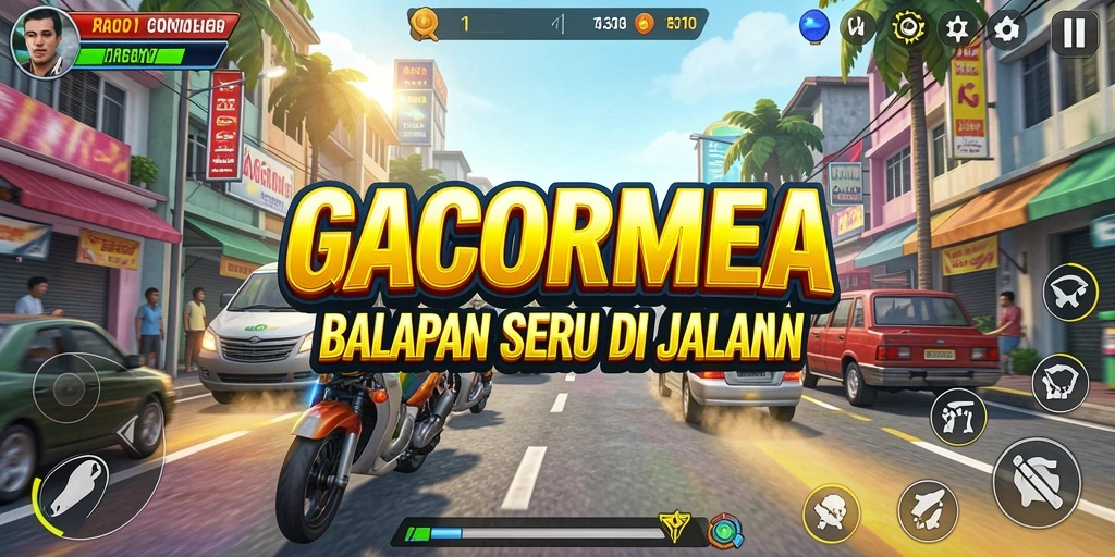 Tampilan menarik gameplay balapan di GACORMEGA.