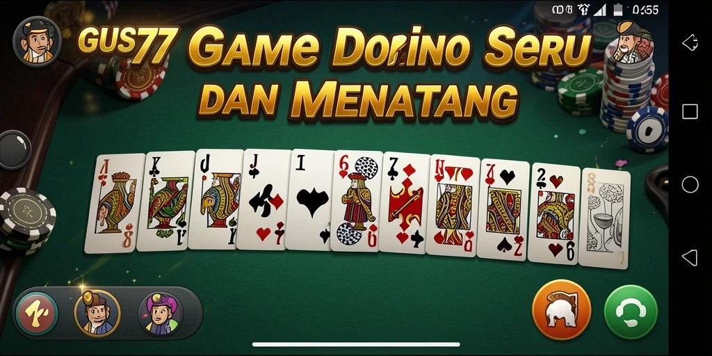 Tampilan gameplay GUS77 yang menampilkan suasana permainan Domino.