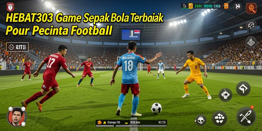 Screenshot gameplay HEBAT303 menunjukkan aksi seru di lapangan sepak bola.