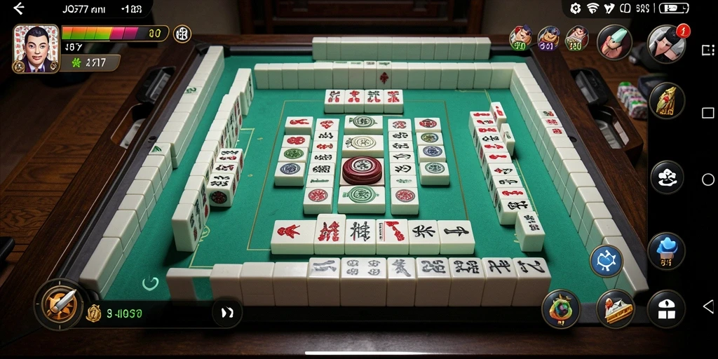 Screenshot gameplay JOS77 menunjukkan suasana permainan Mahjong yang seru.