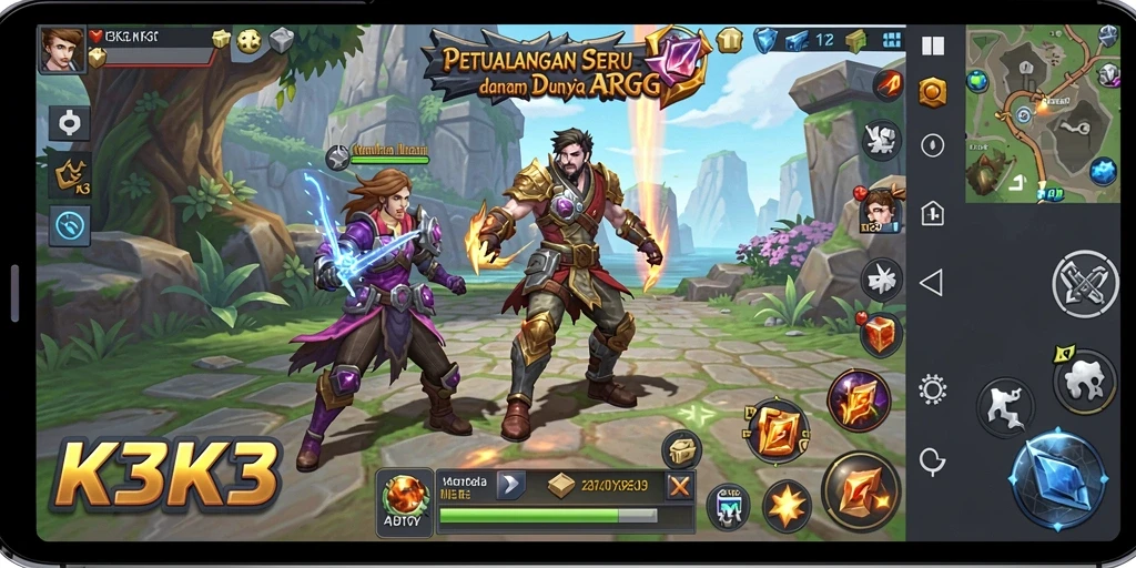 Tampilan gameplay K3K3 yang seru dan penuh aksi.