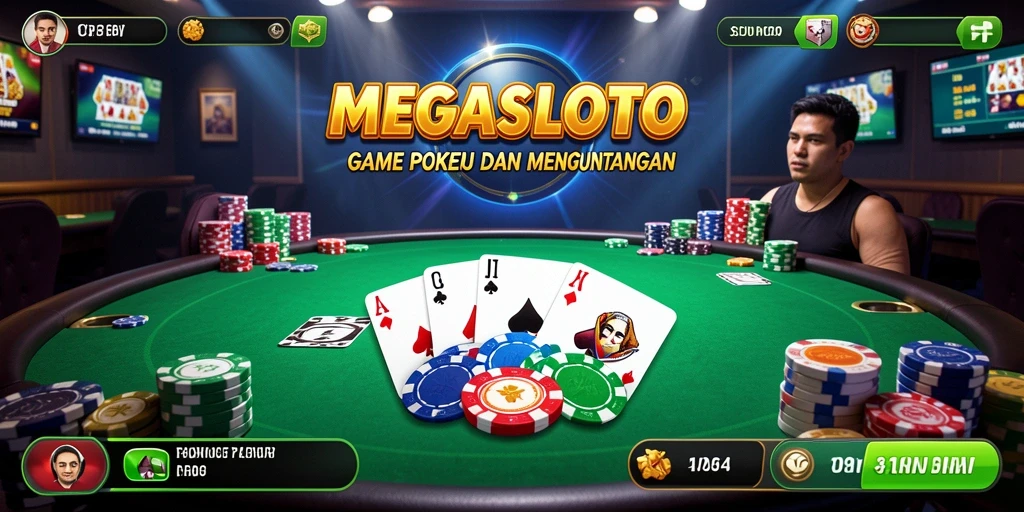 Tampilan gameplay MEGASLOTO yang menarik dan interaktif dalam permainan Poker.