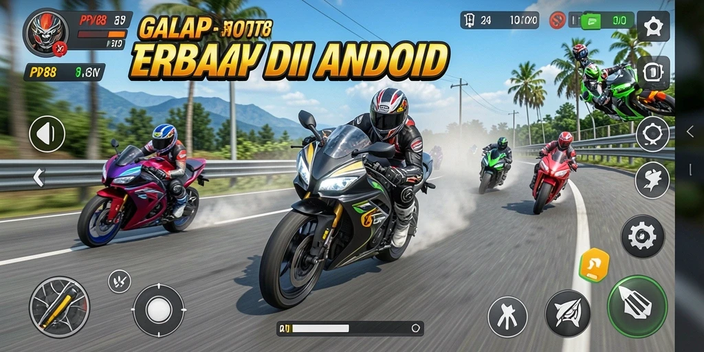 Tampilan seru permainan balap motor PPV88 di lintasan.