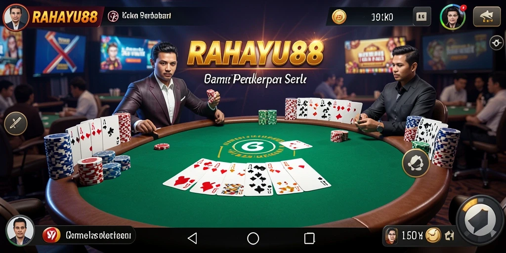 Screenshot gameplay RAHAYU88 menampilkan aksi poker seru.