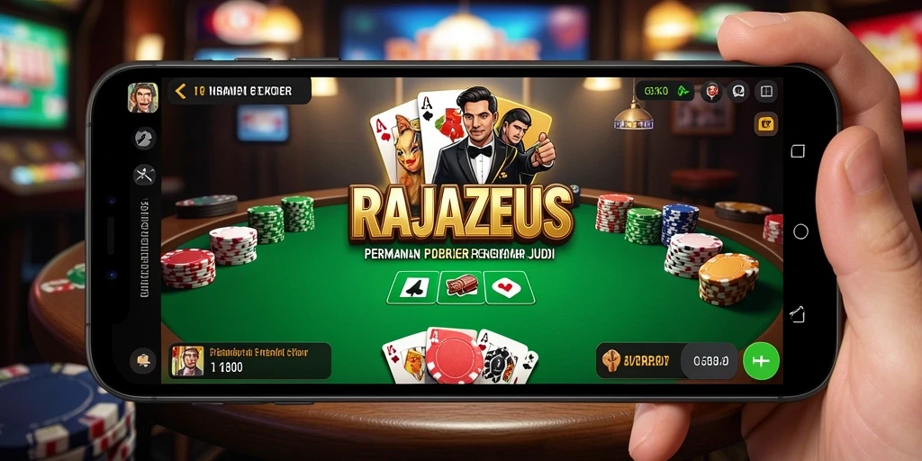 Screenshot gameplay RAJAZEUS menunjukkan keseruan bermain poker secara online.