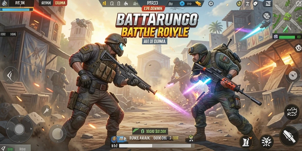 Tampilan gameplay <strong>RR33</strong> yang seru dalam pertempuran Battle Royale.