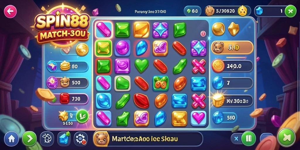 Screenshot gameplay <strong>SPIN88</strong> menampilkan aksi mencocokkan elemen yang menegangkan.