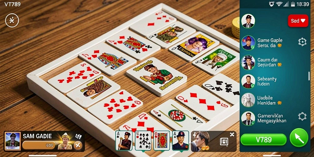 Screenshot utama VT789 menampilkan gameplay Gaple yang seru.
