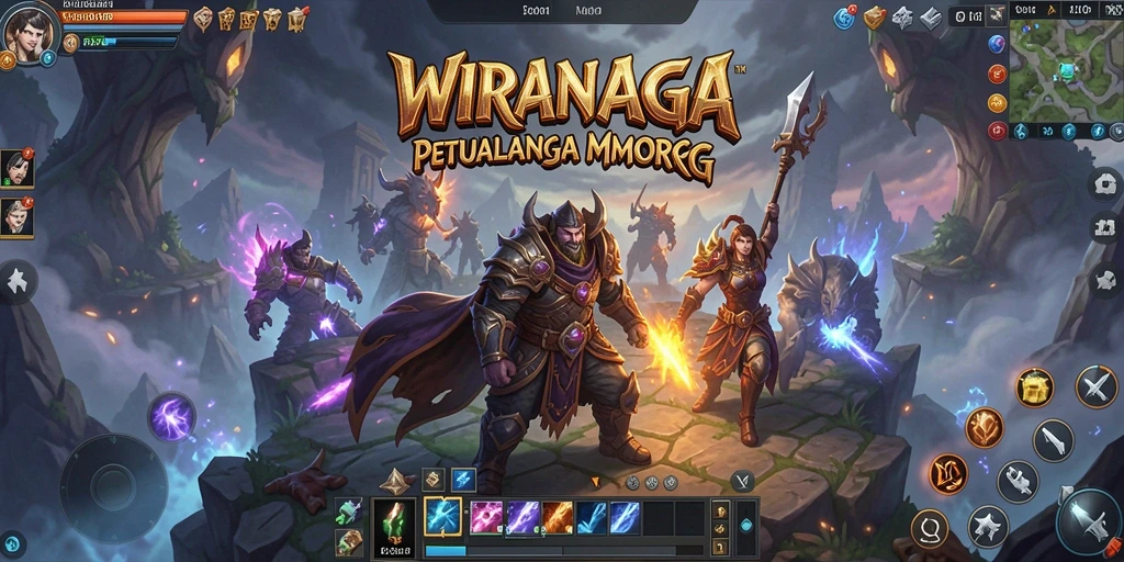 Tampilan gameplay seru dalam WIRANAGA dengan pertarungan epik.